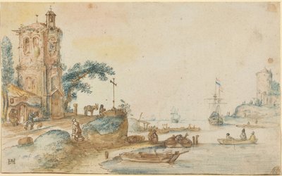 Szene mit einem Turm links von Hendrick Avercamp