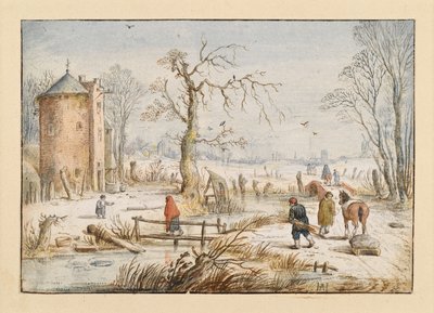 Winterlandschaft mit rundem Turm von Hendrick Avercamp