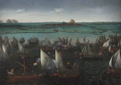 Schlacht zwischen niederländischen und spanischen Schiffen auf dem Haarlemmermeer, ca. 1629 von Hendrick Cornelisz. Vroom