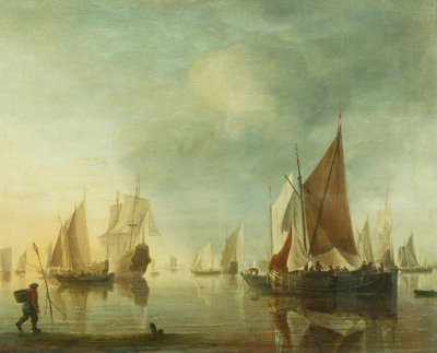 Schiffe vor Anker in ruhiger See; Abendlicht, ca. 1650-60 von Hendrick Dubbels