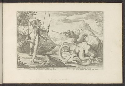 Apollo tötet die Riesenschlange Python von Hendrick Goltzius (workshop of)