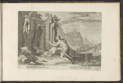 Kadmos fragt das Orakel von Delphi, was er tun soll, da er seine Schwester Europa nicht finden konnte von Hendrick Goltzius (workshop of)