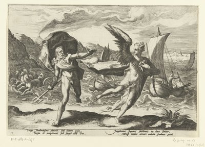 Cornix verwandelt sich in eine Krähe von Hendrick Goltzius (workshop of)