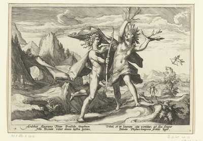 Daphne verwandelt sich in einen Lorbeerbaum von Hendrick Goltzius (workshop of)
