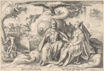 Diskussion zwischen Jupiter und Juno von Hendrick Goltzius (workshop of)