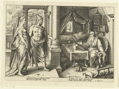 Juno und Jupiter beraten sich mit Tiresias von Hendrick Goltzius (workshop of)