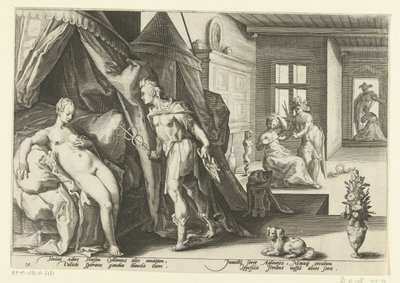 Merkur in Herses Zimmer, Ovids Metamorphosen von Hendrick Goltzius (workshop of)