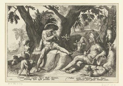 Mercurius spielt Flöte für Argus von Hendrick Goltzius (workshop of)