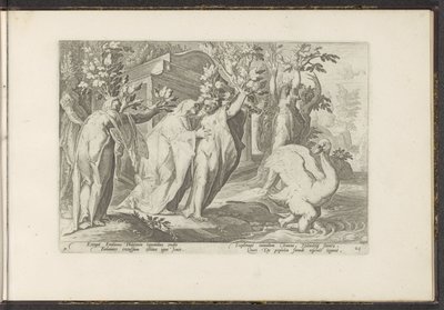 Phaethons Schwestern verwandeln sich in Pappeln und sein Freund in einen Schwan (Ovids Metamorphosen) von Hendrick Goltzius (workshop of)