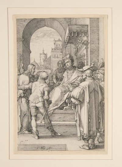 Christus vor Pilatus, aus Die Passion, Nr. 5 in einer Serie von 12 Gravuren von Hendrick Goltzius