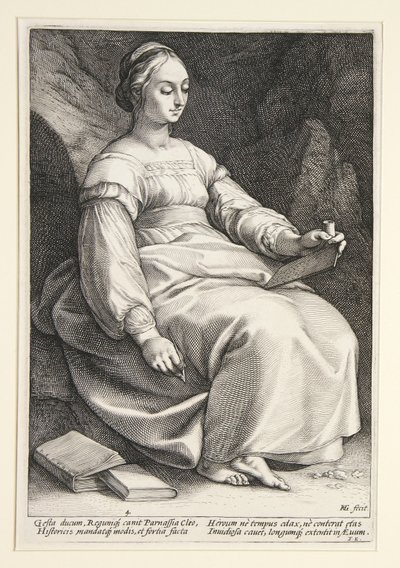 Clio, Platte 4 aus der Serie Die neun Musen von Hendrick Goltzius