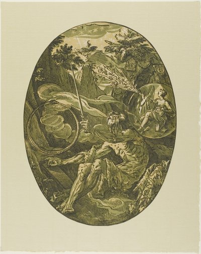Demogorgon in der Höhle der Ewigkeit, Platte eins aus Demogorgon und die Gottheiten von Hendrick Goltzius