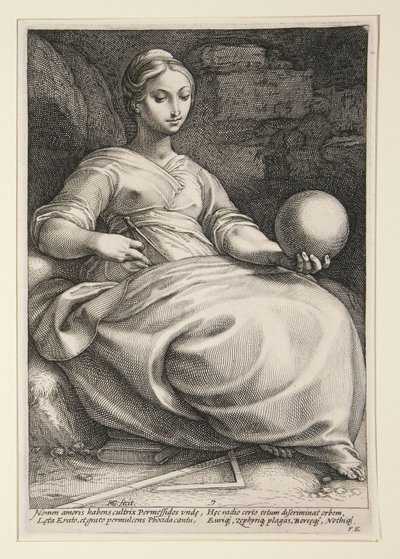 Erato, Blatt 7 aus der Serie Die neun Musen von Hendrick Goltzius