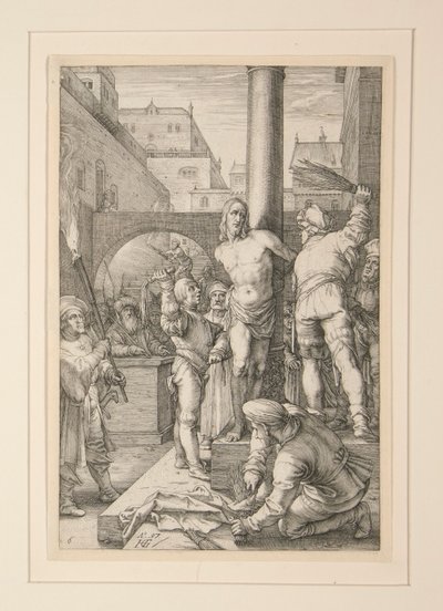 Geißelung Christi, aus Die Passion, Nr. 6 in einer Serie von 12 Stichen von Hendrick Goltzius