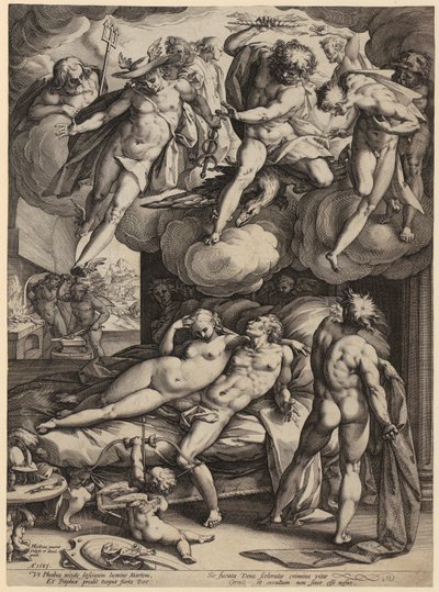 Heilige Familie mit Johannes dem Täufer als Knabe, Blatt 6 der Folge "Das Leben der Jungfrau Maria" von Hendrick Goltzius