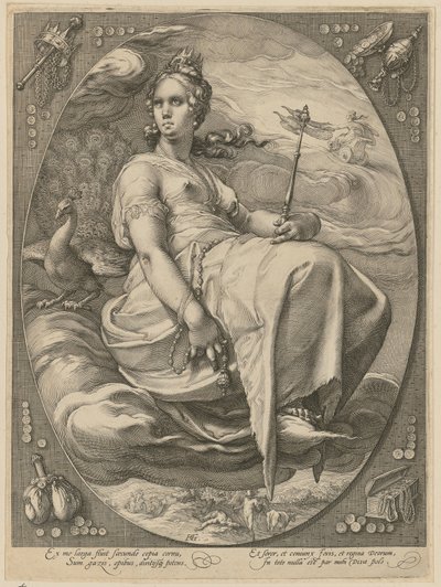 Juno, Blatt 3 der Folge "Drei Göttinnen" von Hendrick Goltzius