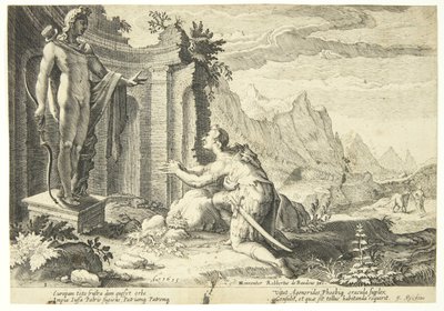 Kadmos fragt das Orakel in Delphi, wo er seine Schwester Europa finden kann von Hendrick Goltzius