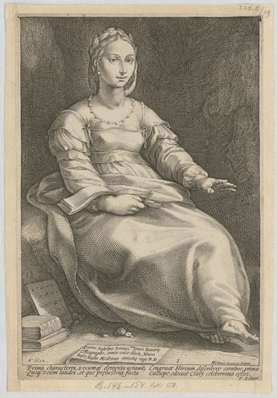 Kalliope, Blatt 1 der Folge "Neun Musen" von Hendrick Goltzius