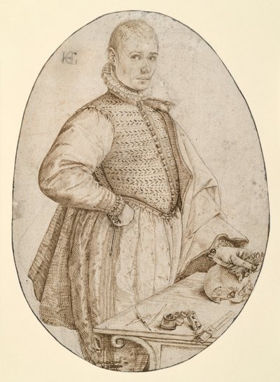 Kniefigur eines jungen Mannes nach rechts (Gysbrecht van Batenburg) von Hendrick Goltzius