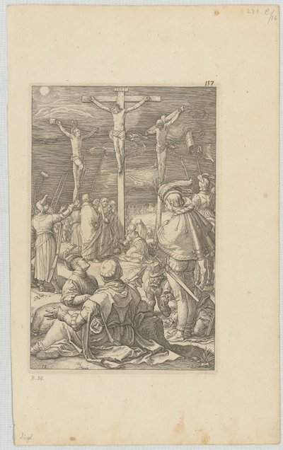 Kreuzigung, Blatt 10 der Folge "Die Passion" von Hendrick Goltzius