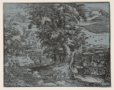 Landschaft mit Schäferpaar von Hendrick Goltzius