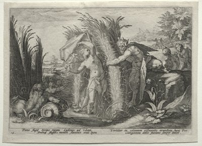 Pan verfolgt Syrinx von Hendrick Goltzius
