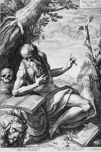 Der heilige Hieronymus in der Wüste von Hendrick Goltzius