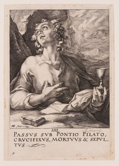 Der Hl. Johannes, aus Christus, die Apostel und der Hl. Paulus mit dem Glaubensbekenntnis von Hendrick Goltzius
