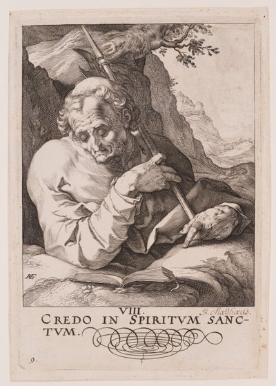 Der heilige Matthäus, aus Christus, die Apostel und St. Paulus mit dem Glaubensbekenntnis von Hendrick Goltzius