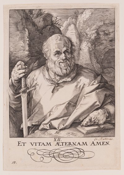 St. Matthias, aus Christus, die Apostel und St. Paulus mit dem Glaubensbekenntnis von Hendrick Goltzius