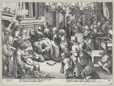St. Paul erweckt Eutychus von Hendrick Goltzius