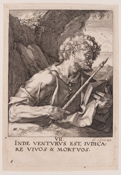 St. Thomas, aus Christus, die Apostel und St. Paulus mit dem Glaubensbekenntnis von Hendrick Goltzius