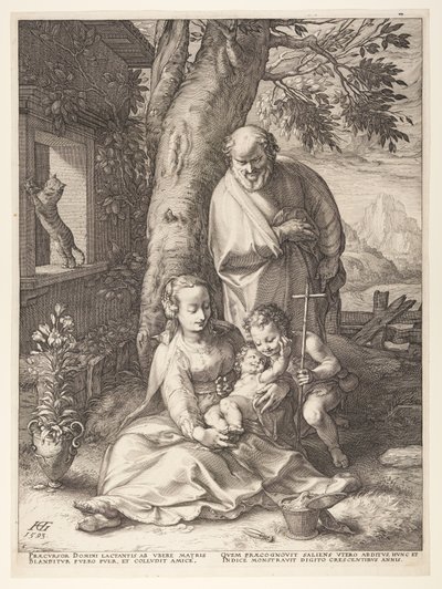 Die Heilige Familie mit dem kleinen Johannes dem Täufer, aus Die Geburt und das frühe Leben Christi von Hendrick Goltzius