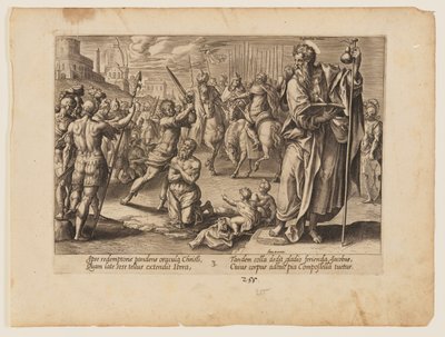 Das Martyrium des Heiligen Jakobus Major, aus Das Martyrium Christi und der Apostel von Hendrick Goltzius