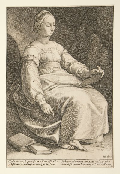 Die neun Musen: Clio, Nr. 4 in einer Serie von 9 von Hendrick Goltzius