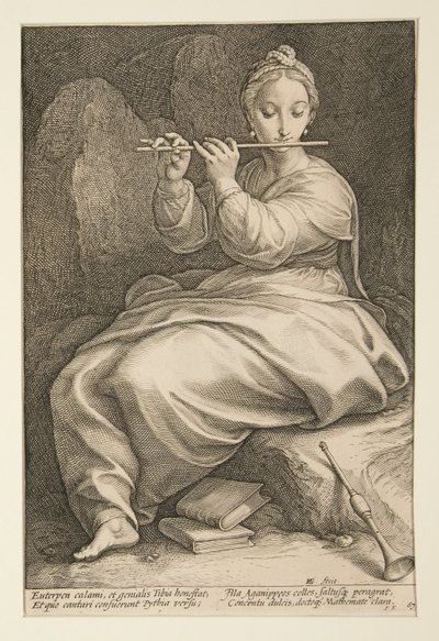 Die neun Musen: Euterpe, Nr. 6 in einer Serie von 9 von Hendrick Goltzius