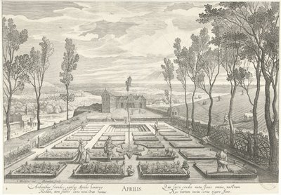 April, mit einer Gesellschaft in einem Garten von Hendrick Hondius (I)