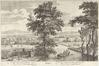 Mai, mit einer Gesellschaft in einer Landschaft von Hendrick Hondius (I)