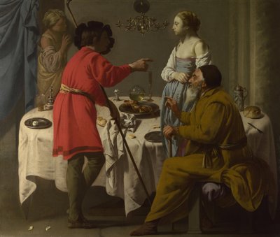 Jakob tadelt Laban, weil er ihm Leah anstelle von Rachel gegeben hat, 1627 von Hendrick Jansz Terbrugghen