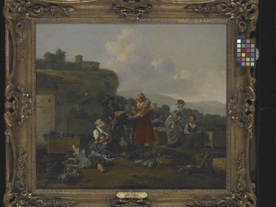 Ein Gemüsemarkt In Italien Mit Figuren von Hendrick Mommers