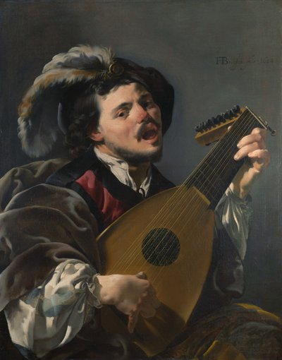 Ein Mann spielt Laute von Hendrick ter Brugghen