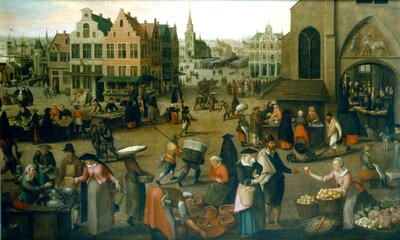 Ansicht eines Marktplatzes, ca. 1570-1603 von Hendrick van Steenwijck the Elder