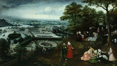 Detail von Landschaft im Frühling von Hendrick van den (1530 97) Broeck