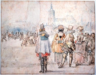 Der König und die Königin von Böhmen auf Eis von Hendrik Avercamp