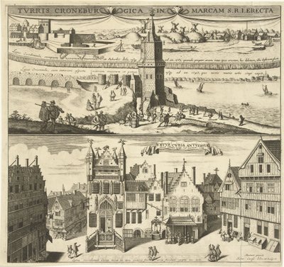 Ansicht der Kronenburg und des alten Rathauses von Antwerpen von Hendrik Causé