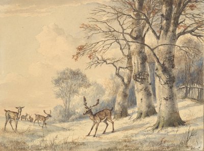 Hirsche unter Buchen im Sommer, 1853 von Hendrik Gerrit ten Cate