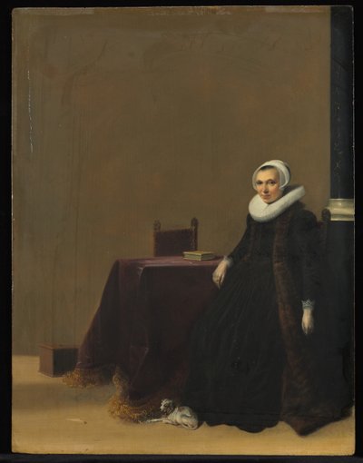 Porträt einer Frau mit einem Hund, um 1635 von Hendrik Gerritsz. Pot