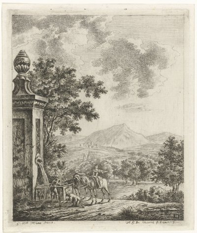 Landschaft mit Figuren an einer Quelle von Hendrik Godart de Marée
