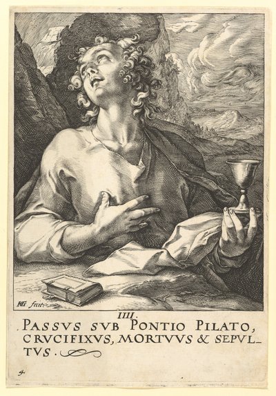 St. Johannes, aus Christus, die Apostel und St. Paulus mit dem Glaubensbekenntnis, ca. 1589 von Hendrik Goltzius