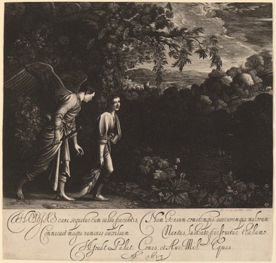 Tobias und der Engel (Der große Tobias) von Hendrik Goudt after Adam Elsheimer